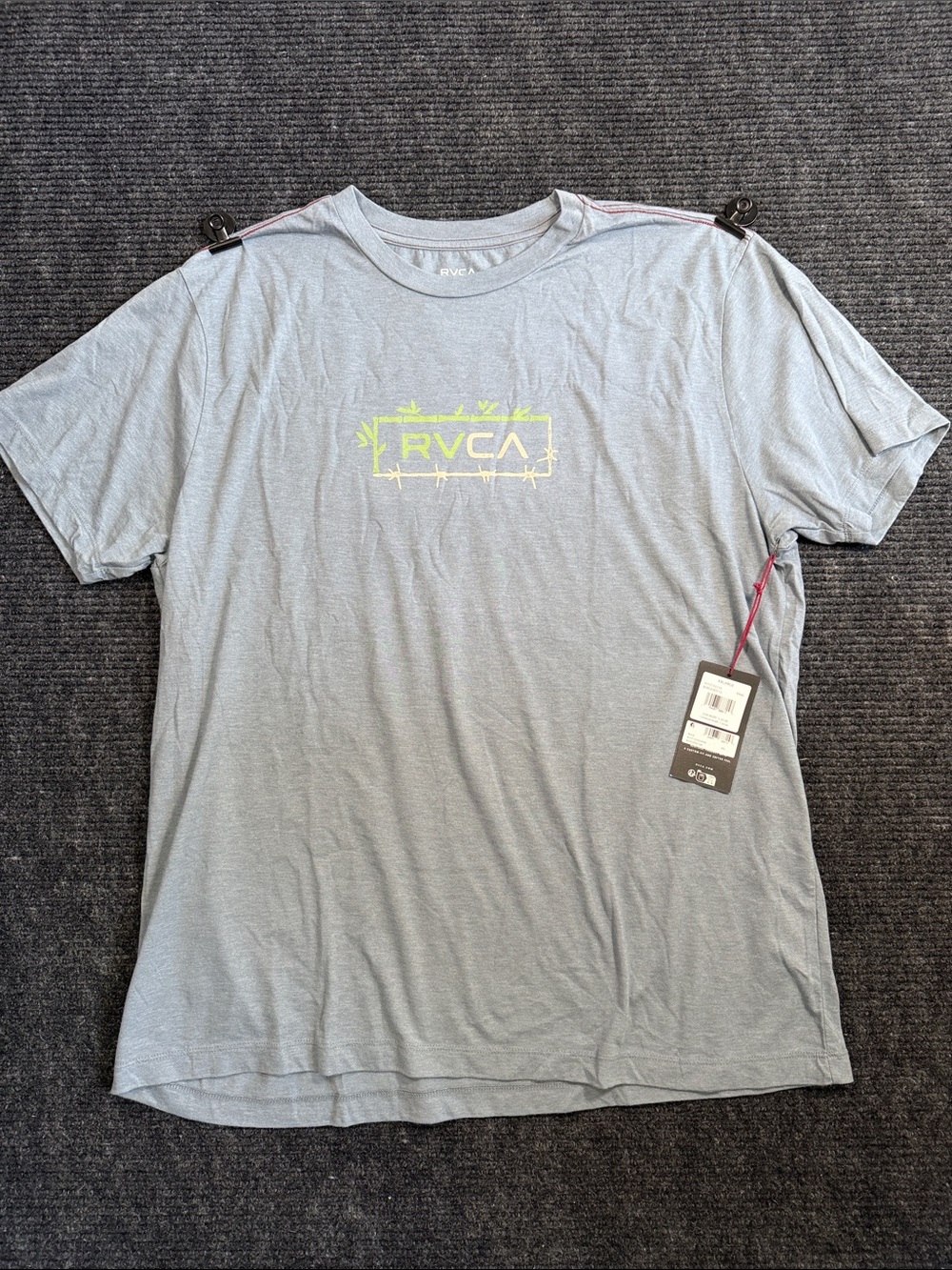 RVCA Men's Light Blue Tee with Logo NWT